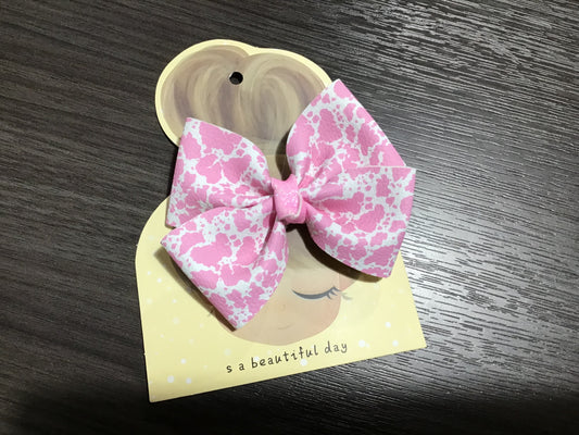 Pink Cow Leather Bow