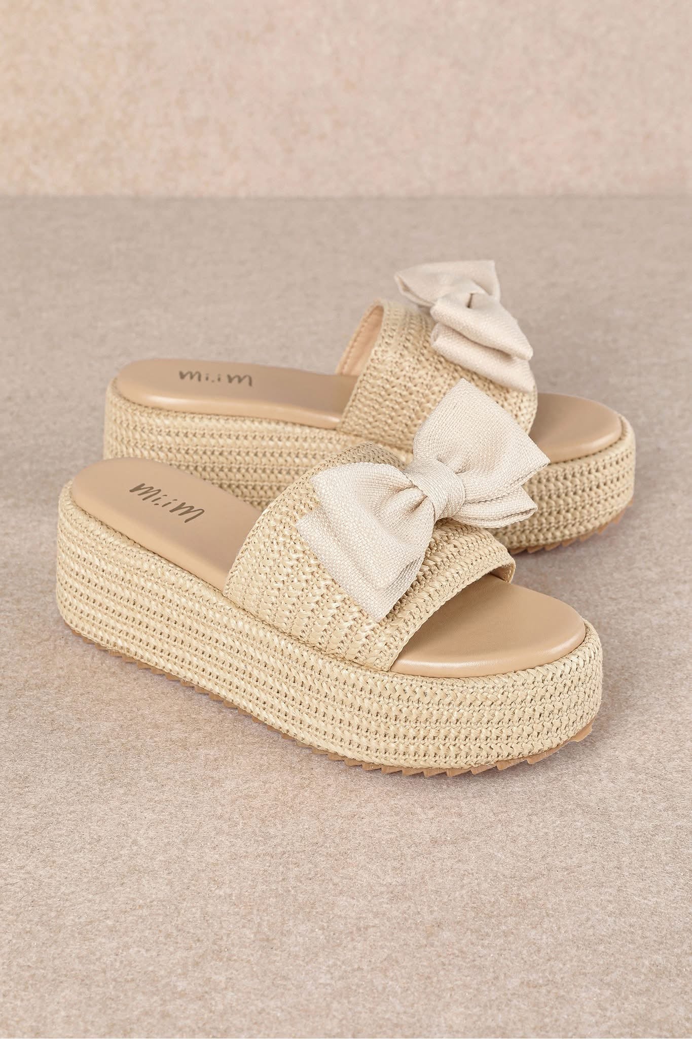 RAFFIA BOW SANDALS