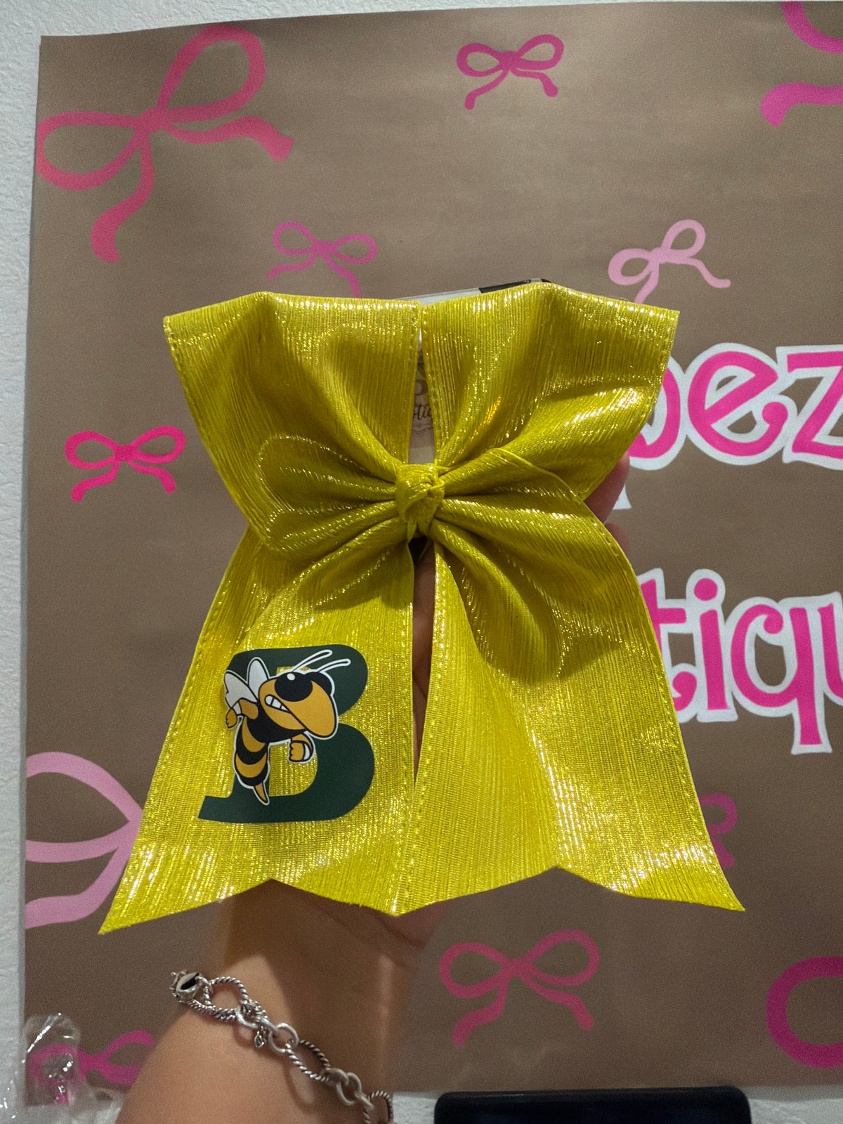 Mascot cheer bow