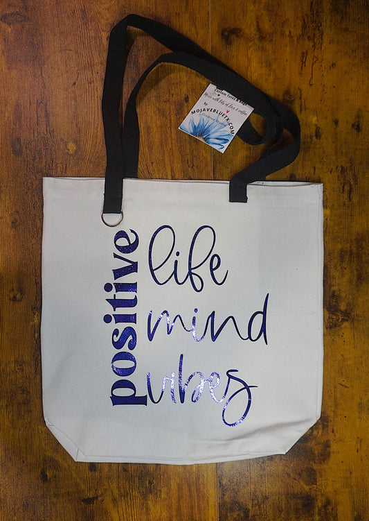 Tote: Positive/Life Mind Vibes (Purple)