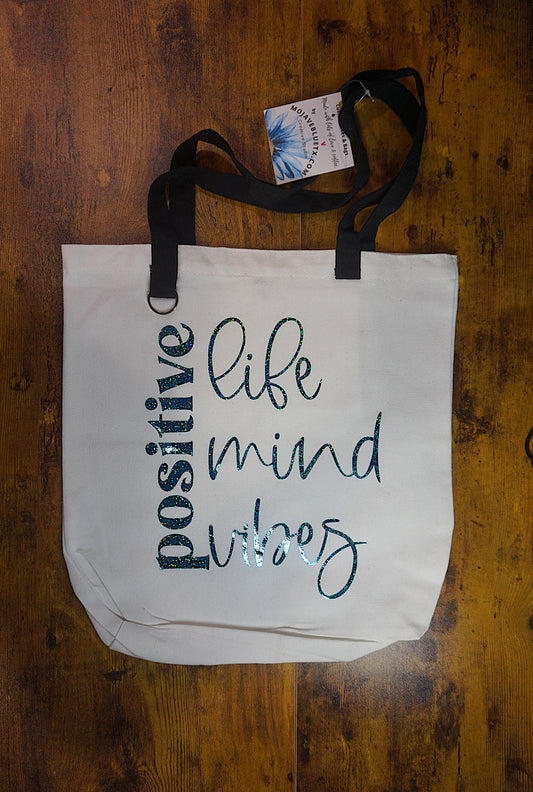 Tote: Positive/Life Mind Vibes (Blue)