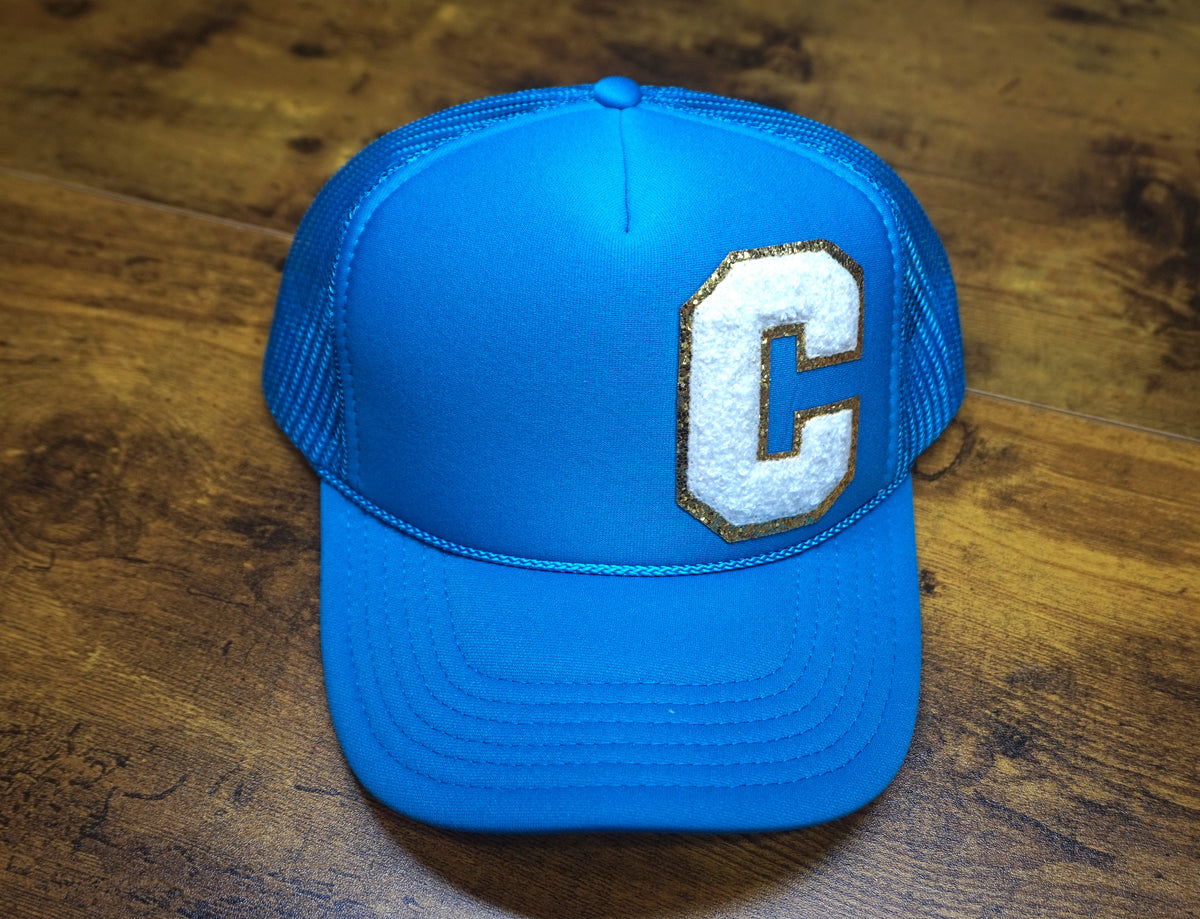 Trucker Hat: Blue/Whit "C" (Chenille)