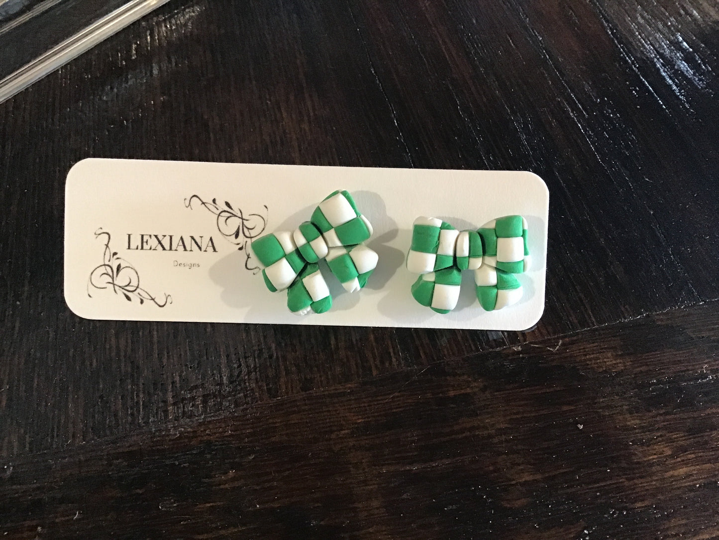 Green Checkered Bow