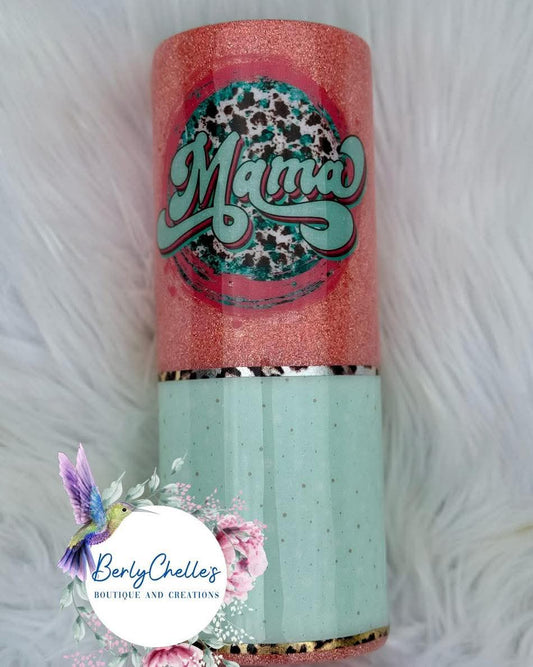 24 Oz Coral/Teal Mama Tumbler