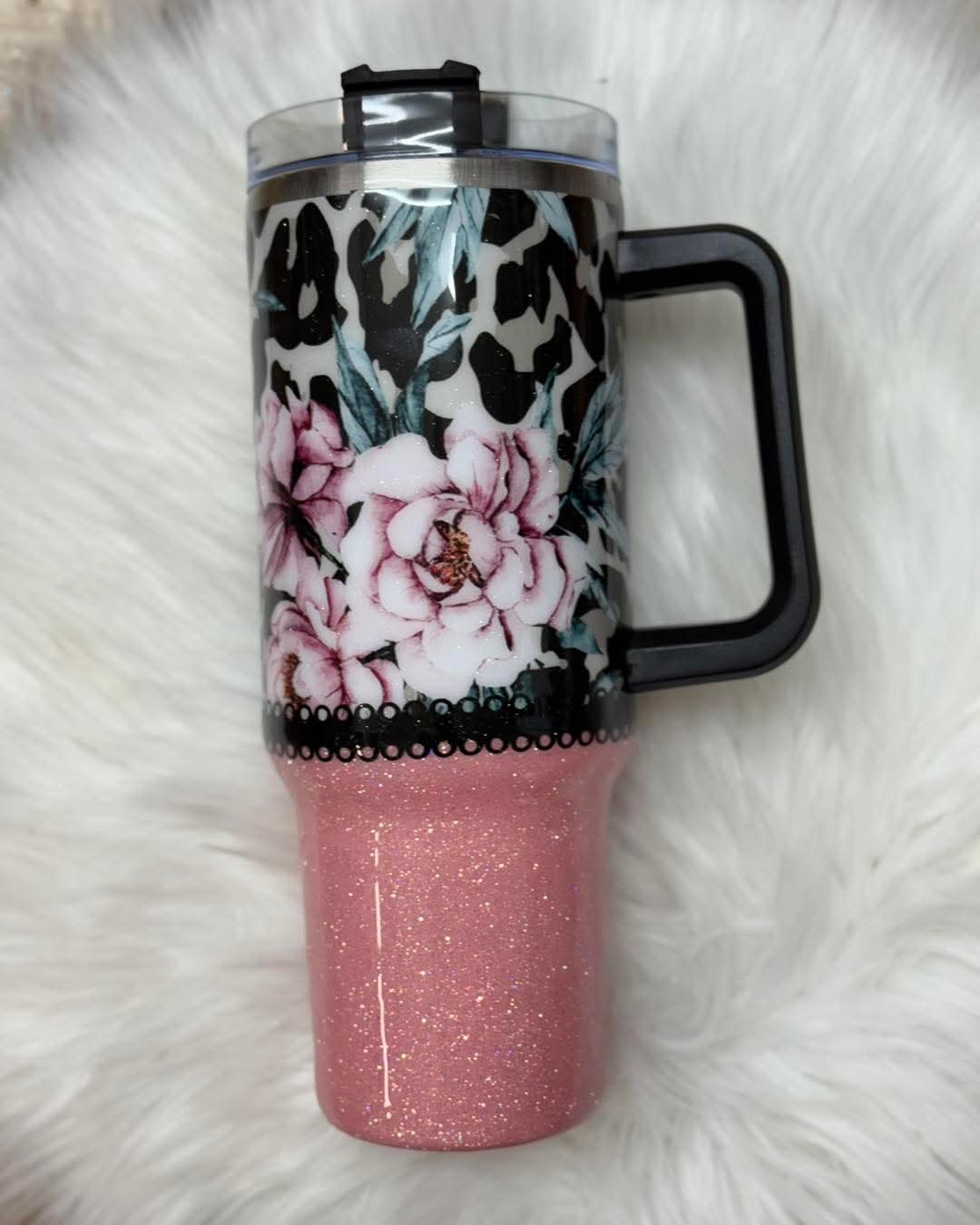 40 Oz Floral/Leopard Tumbler