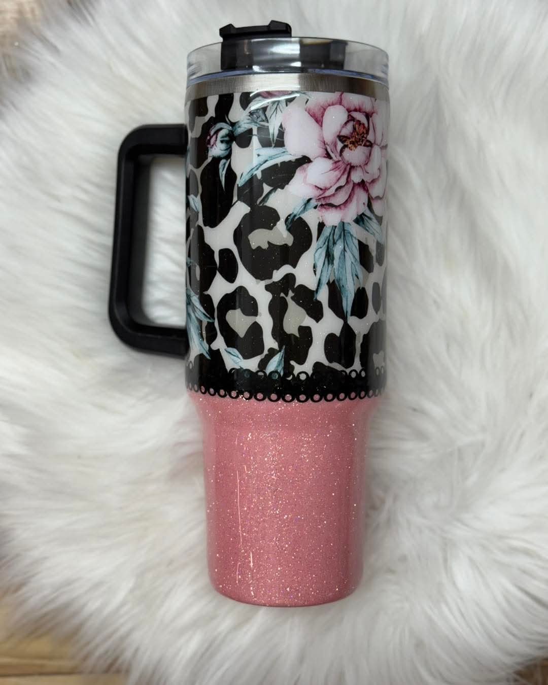40 Oz Floral/Leopard Tumbler