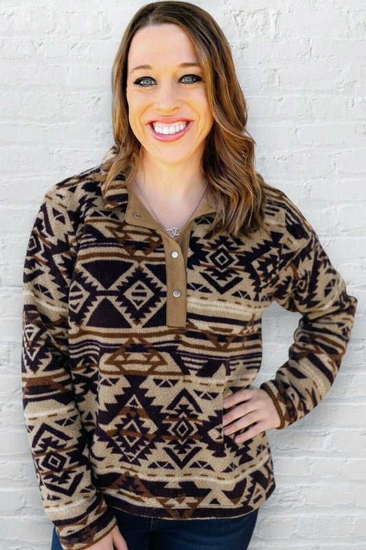 WESTERN AZTEC PULLOVER - Brown