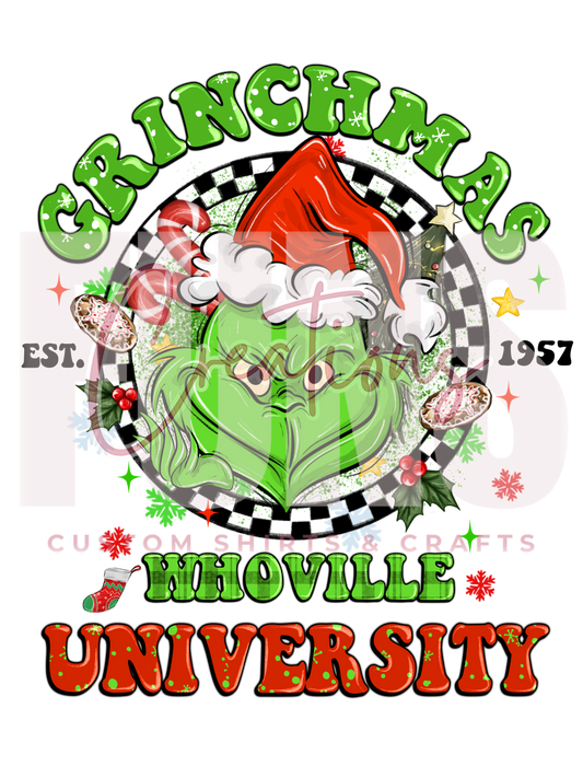 Green Monster Whoville University DTF Transfer