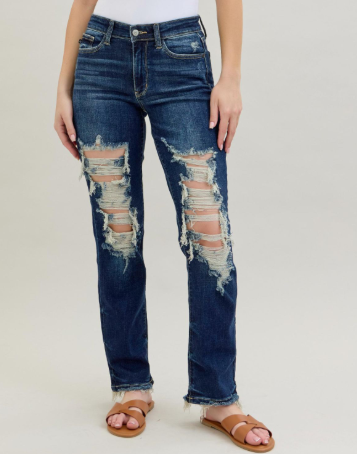 JB Mid Rise Heavy Destroy Straight