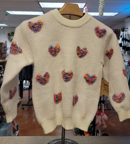 Girls Multicolored Heart Sweater