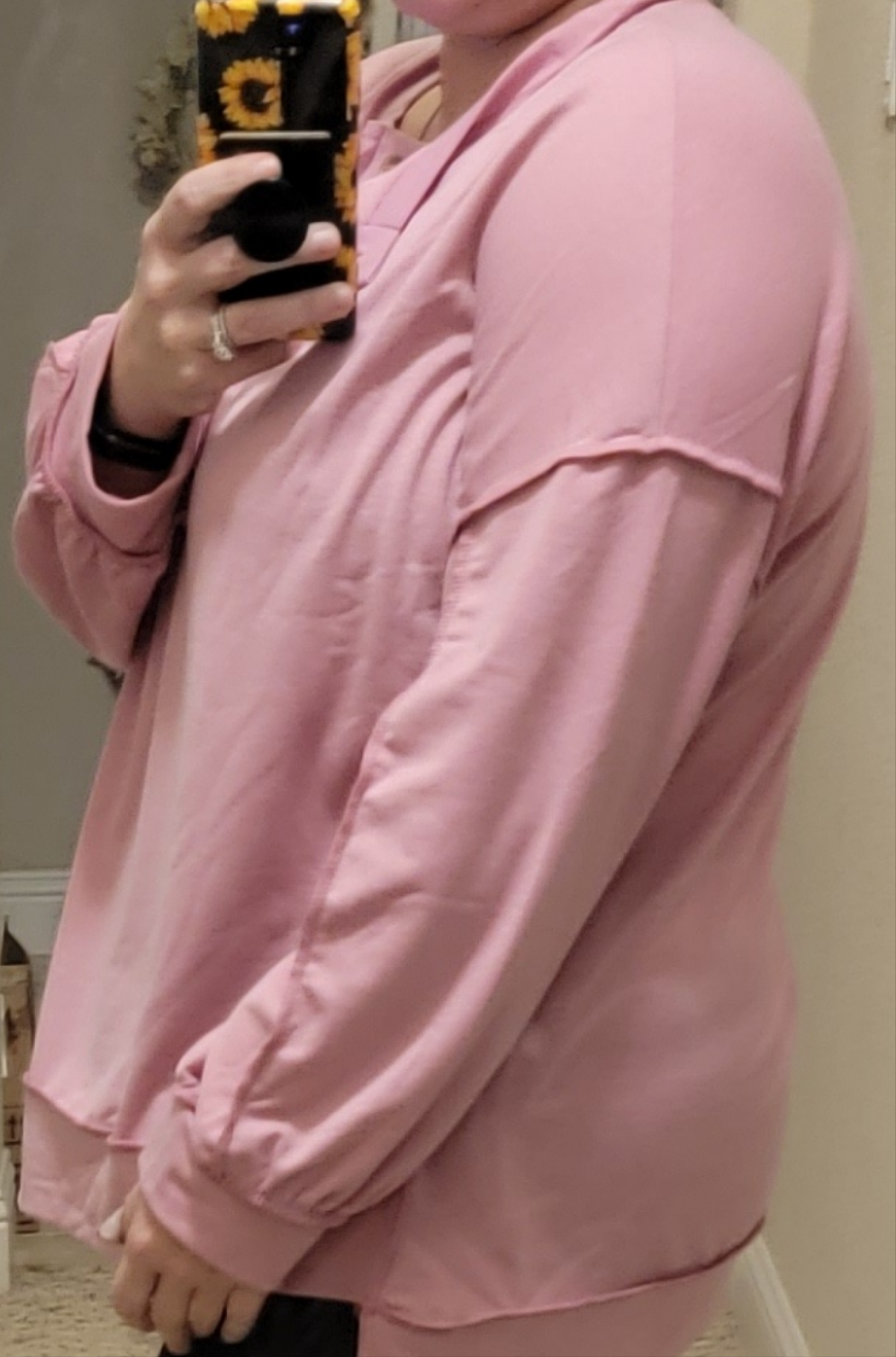 Plus Size Pink Casual Long-sleeved