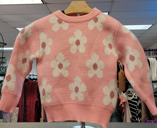 Girls Pink Flower Sweater