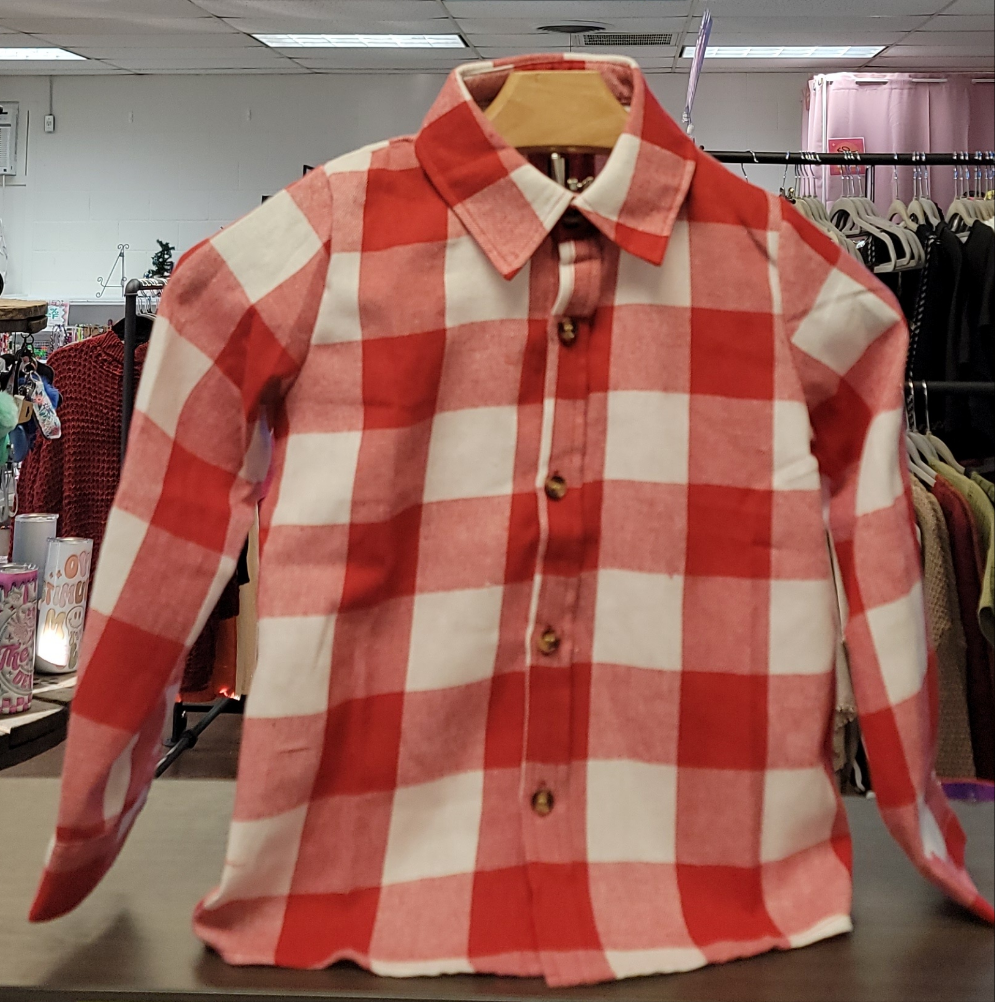 Boys Plaid Red & White