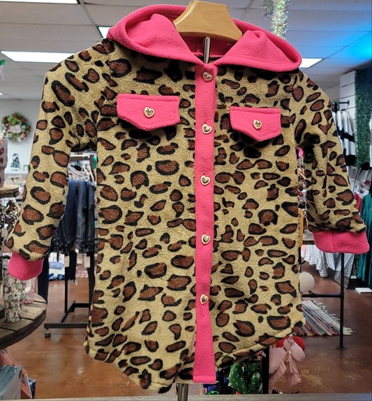 Girls Pink Leopard Jacket