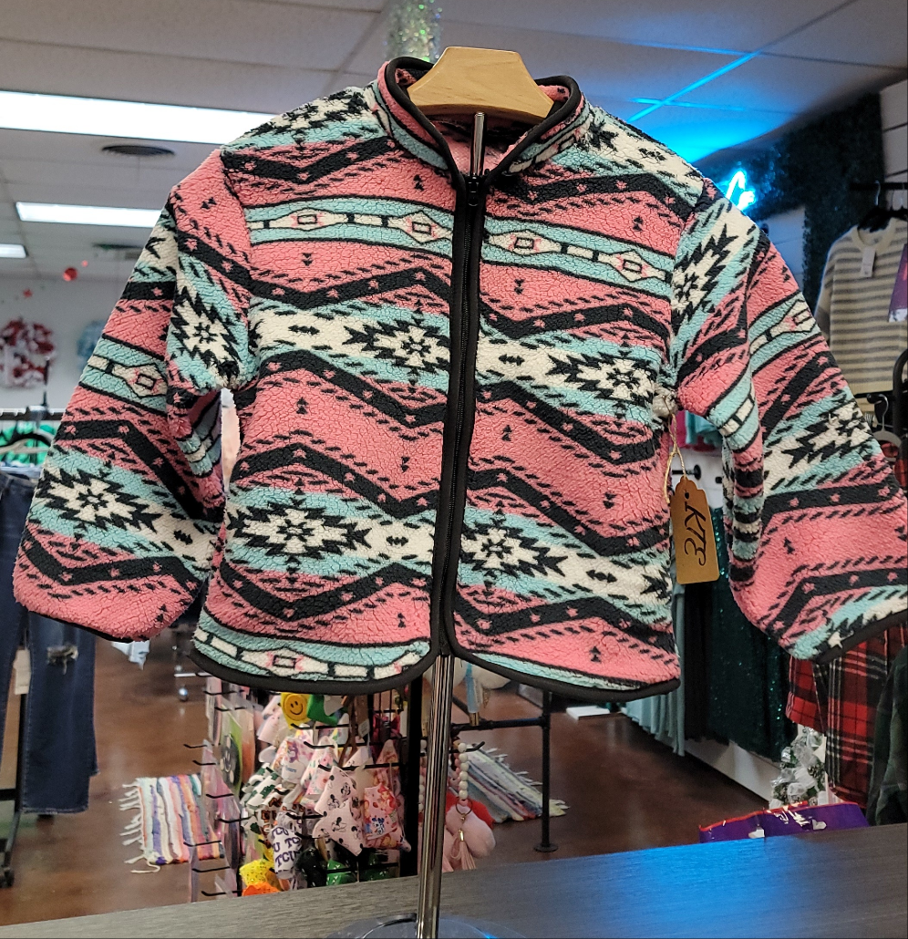 Kids Pink Aztec Jacket Size 4