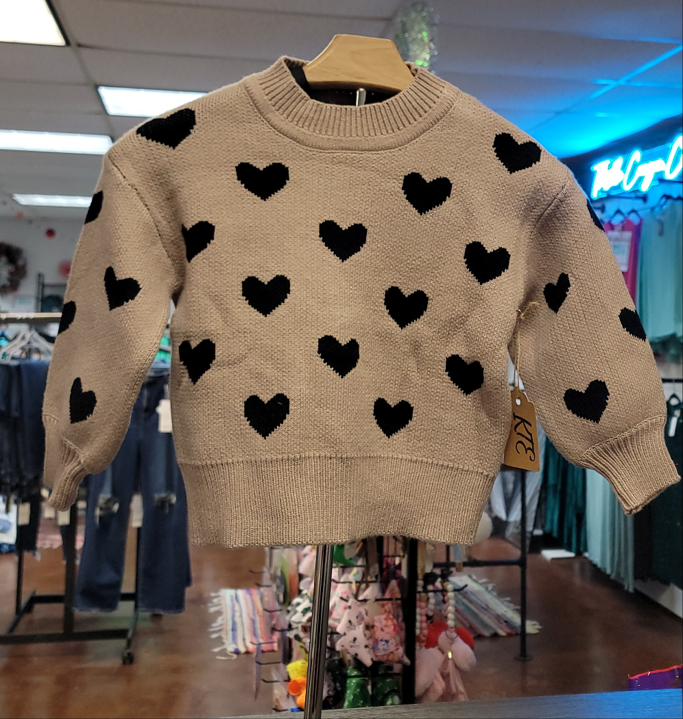 Girls Valentine Sweater Brown