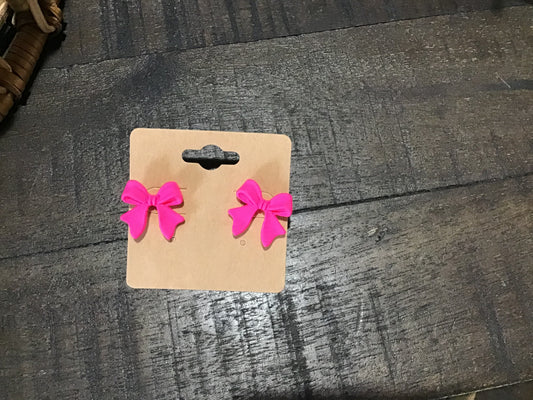 Pink Bow Earrings