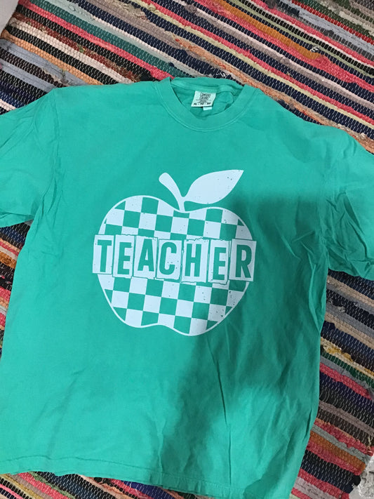 Checkered Apple Teacher Tee