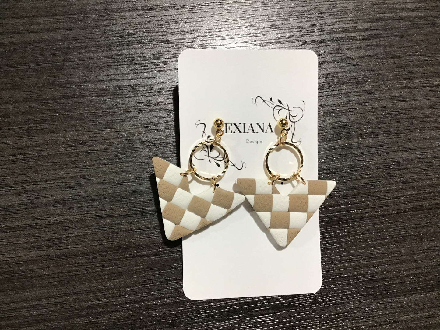 Tan Checkered Triangle Dangle