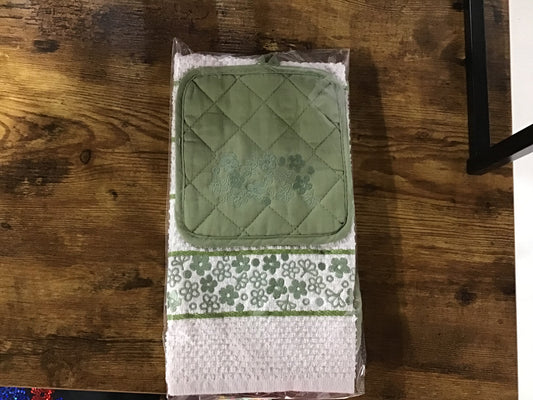 White/Olive 3pc Kitchen Set
