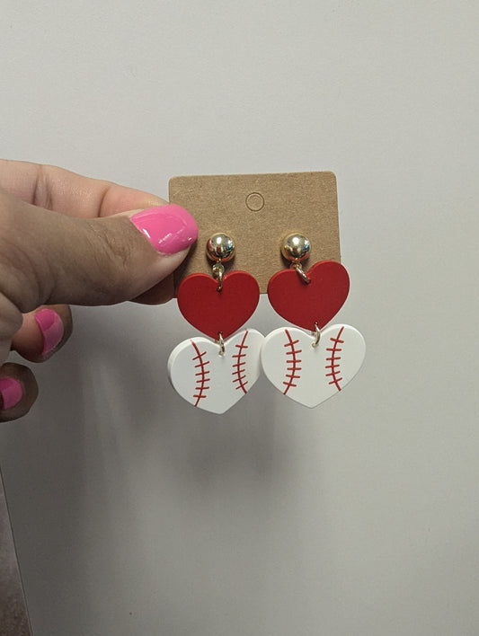 Red Baseball Earrings