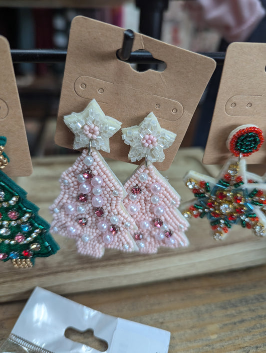 Bead Christmas Earrings $8