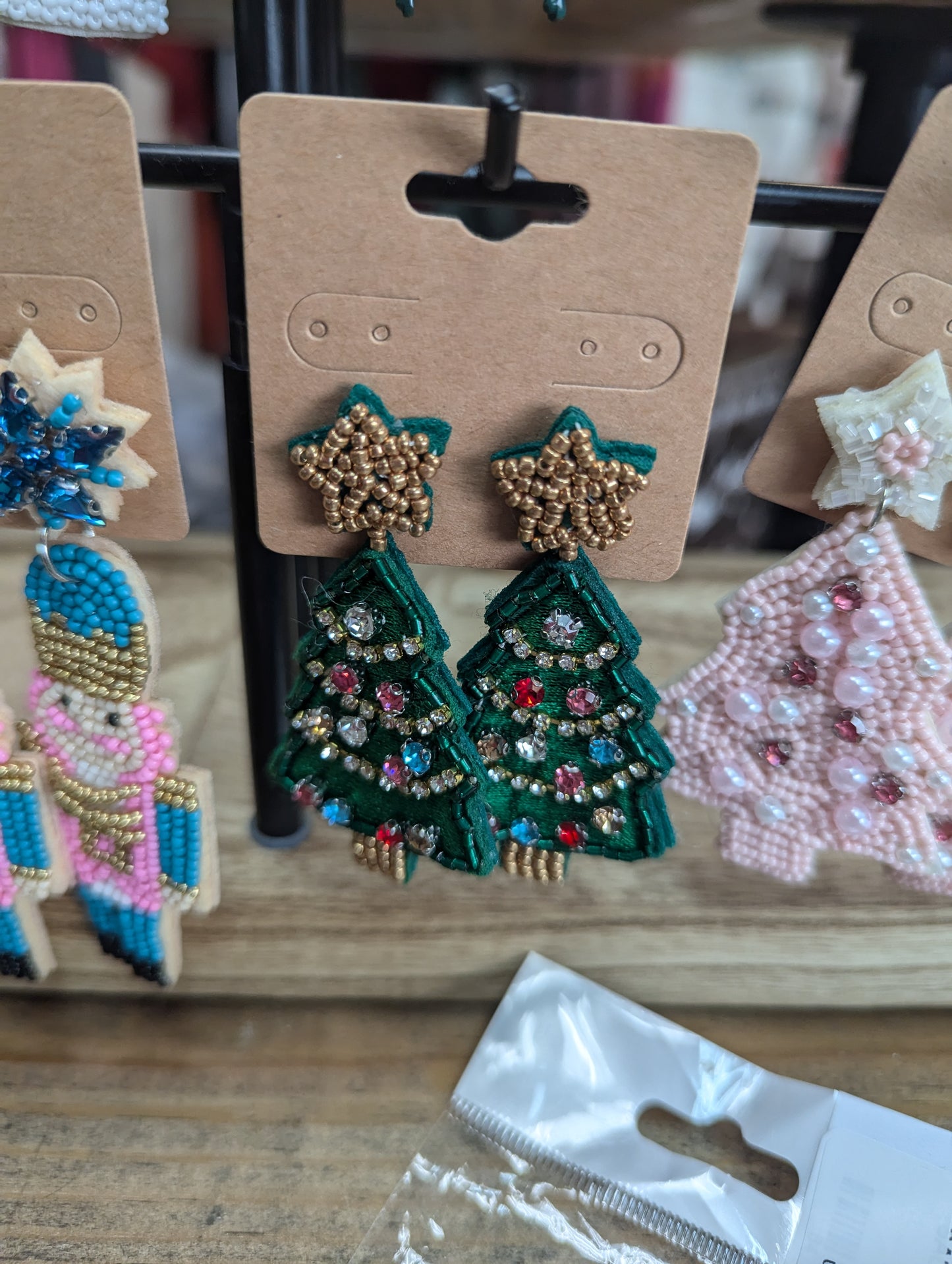 Bead Christmas Earrings $8