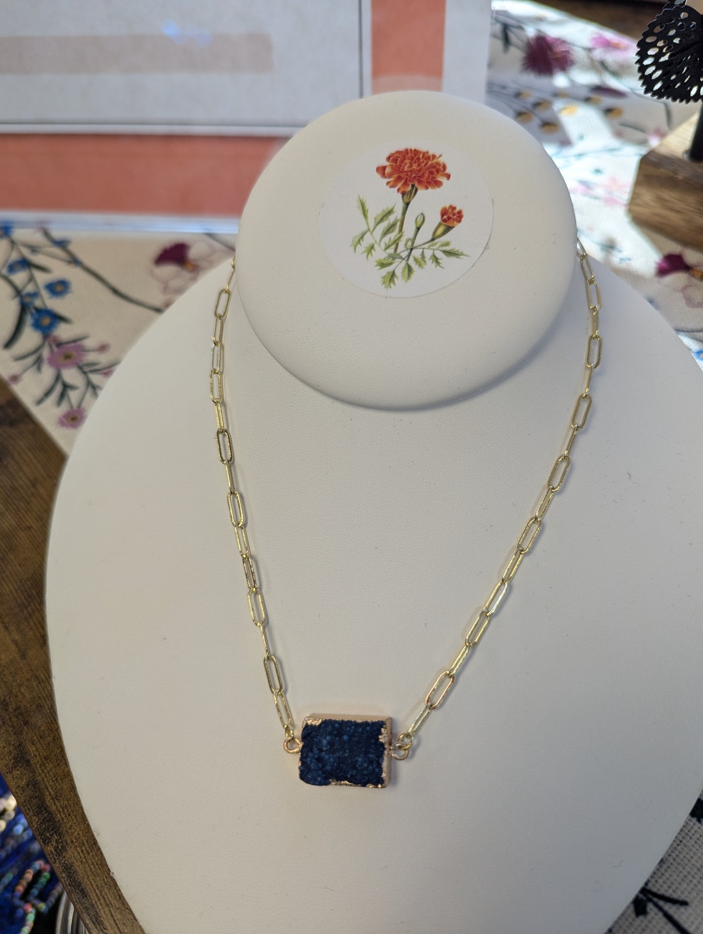 Druzy Necklace Blue