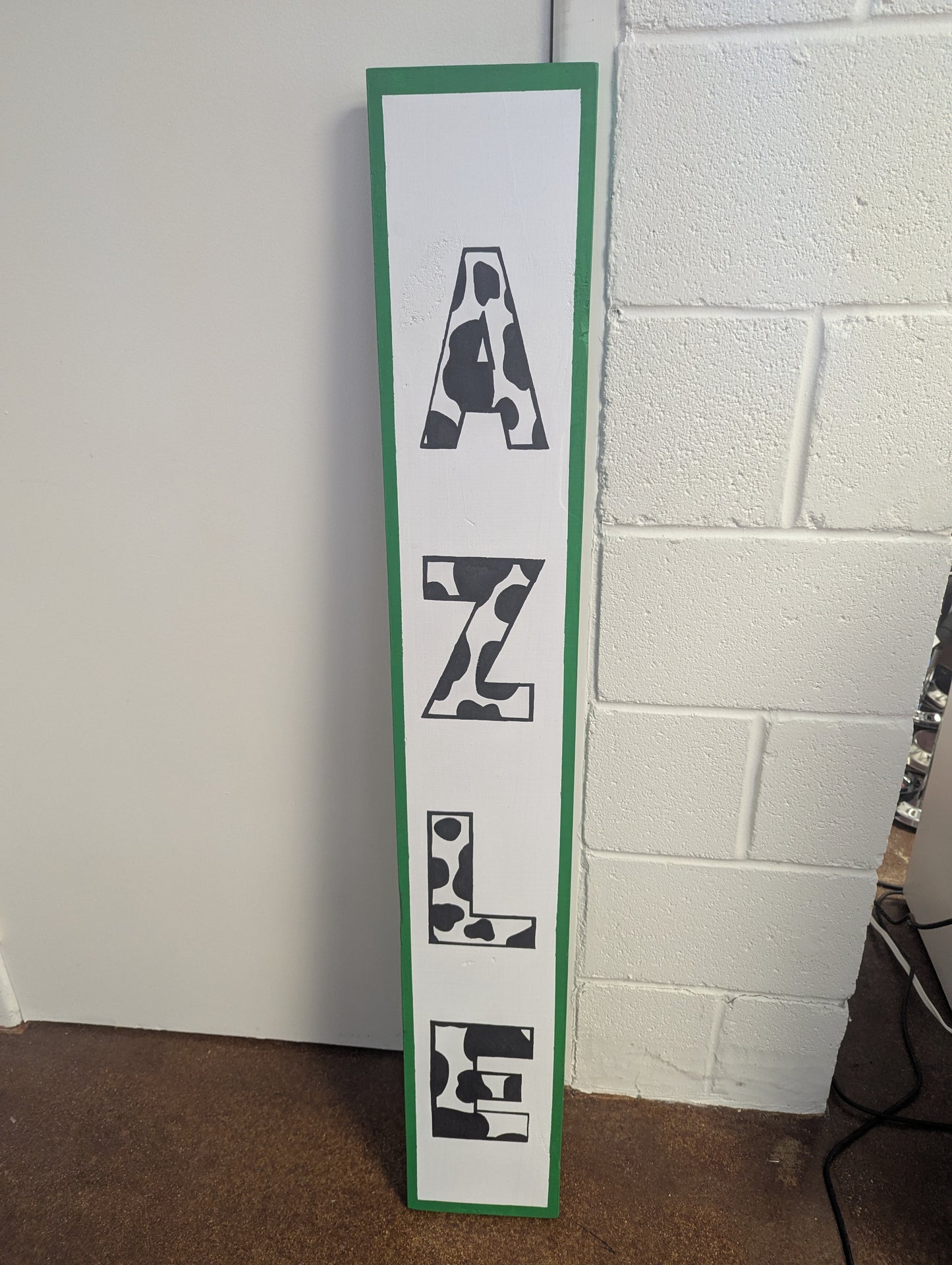 Azle Porch Sign - Cow Print