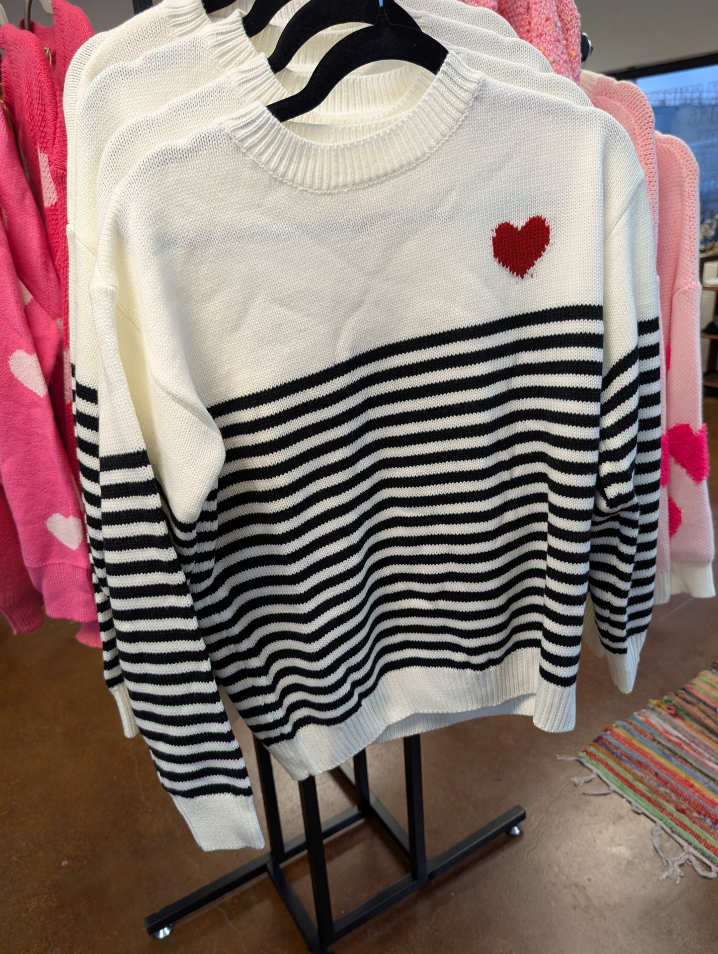 Stripe Heart Sweater