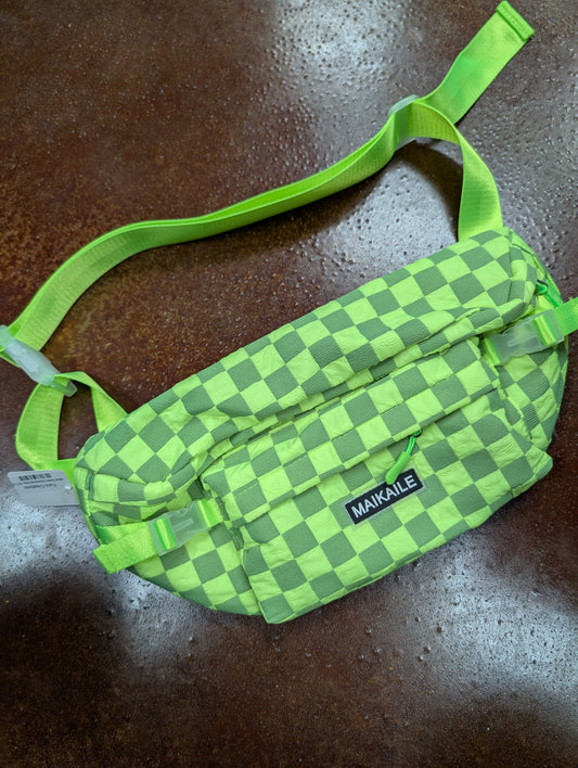 Neon Green Checkered Bag