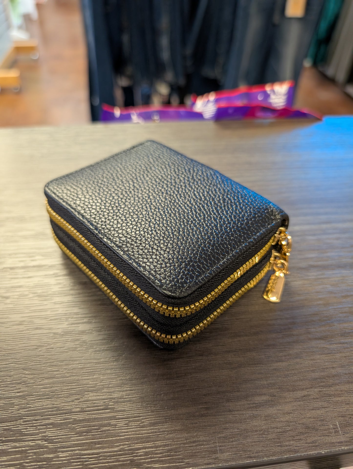 Double Zip Black Wallet