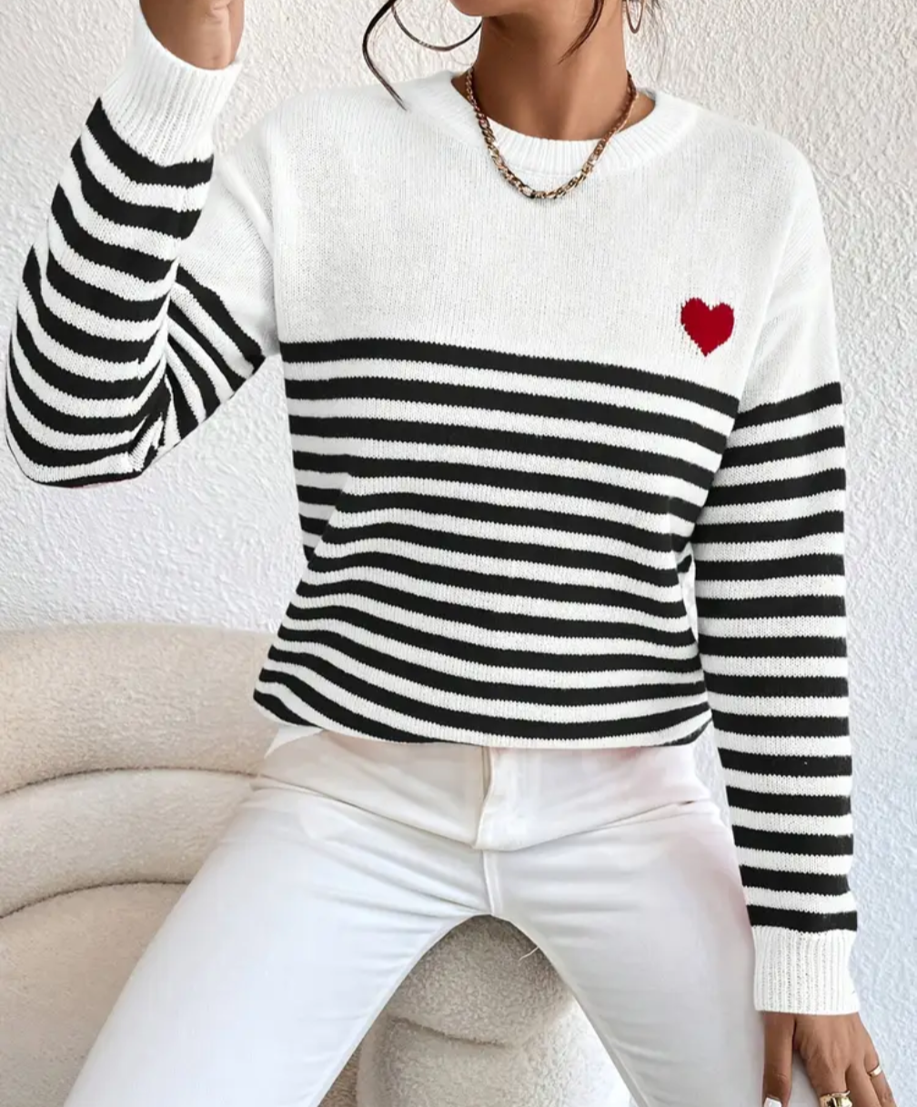 Stripe Heart Sweater