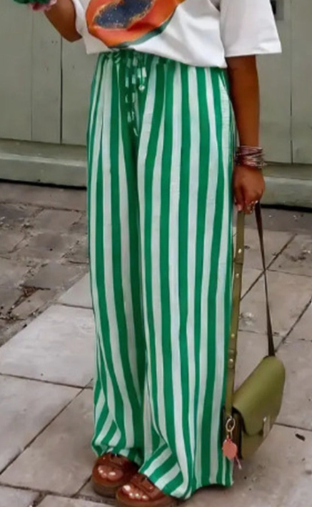 Striped Wide-Leg Pants