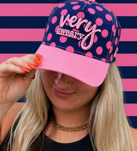 Navy Blue Very Sweary Polka Dot Hat