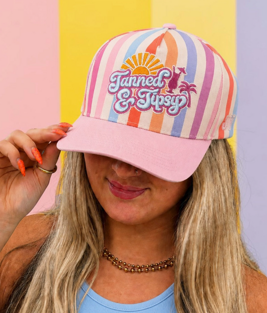 Tanned & Tipsy Striped Hat