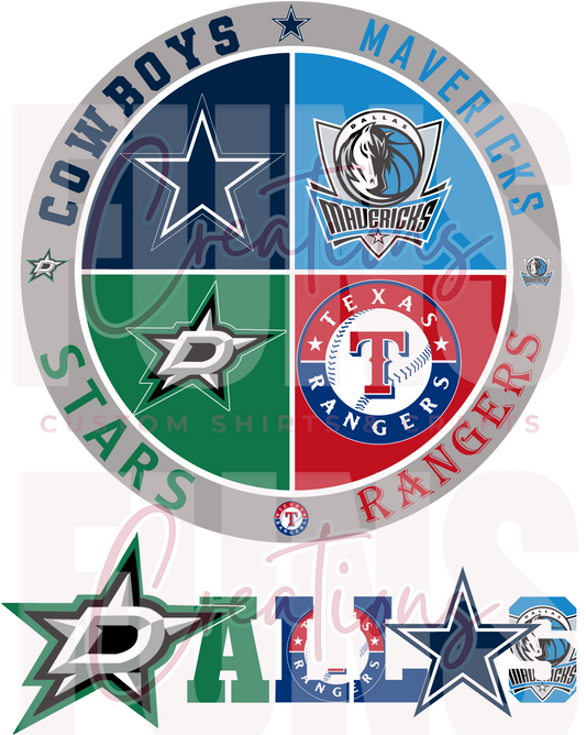 Dallas Sports Teams Circle Name Digital File