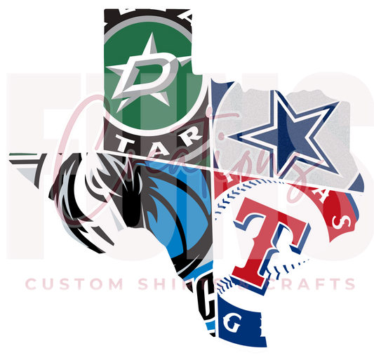 Texas Shape Sports Teams Digital File