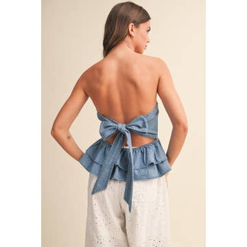 Denim Tiered Peplum Top