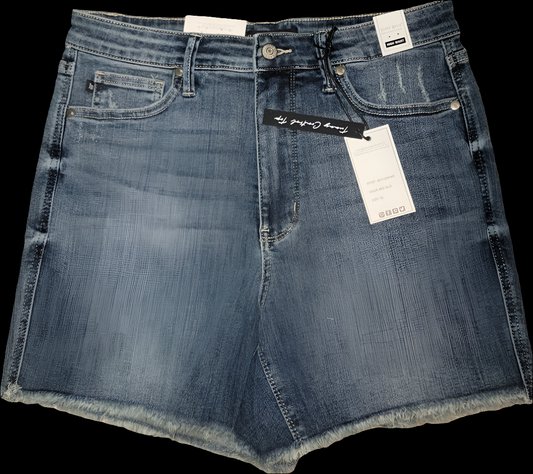 Judy Blue-HW Tummy Control Fray Hem Shorts