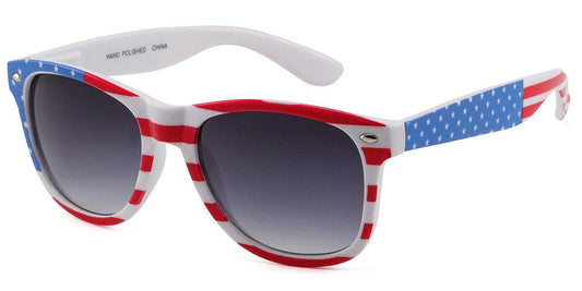 USA Flag Hipster Sunglasses with Spring Temples