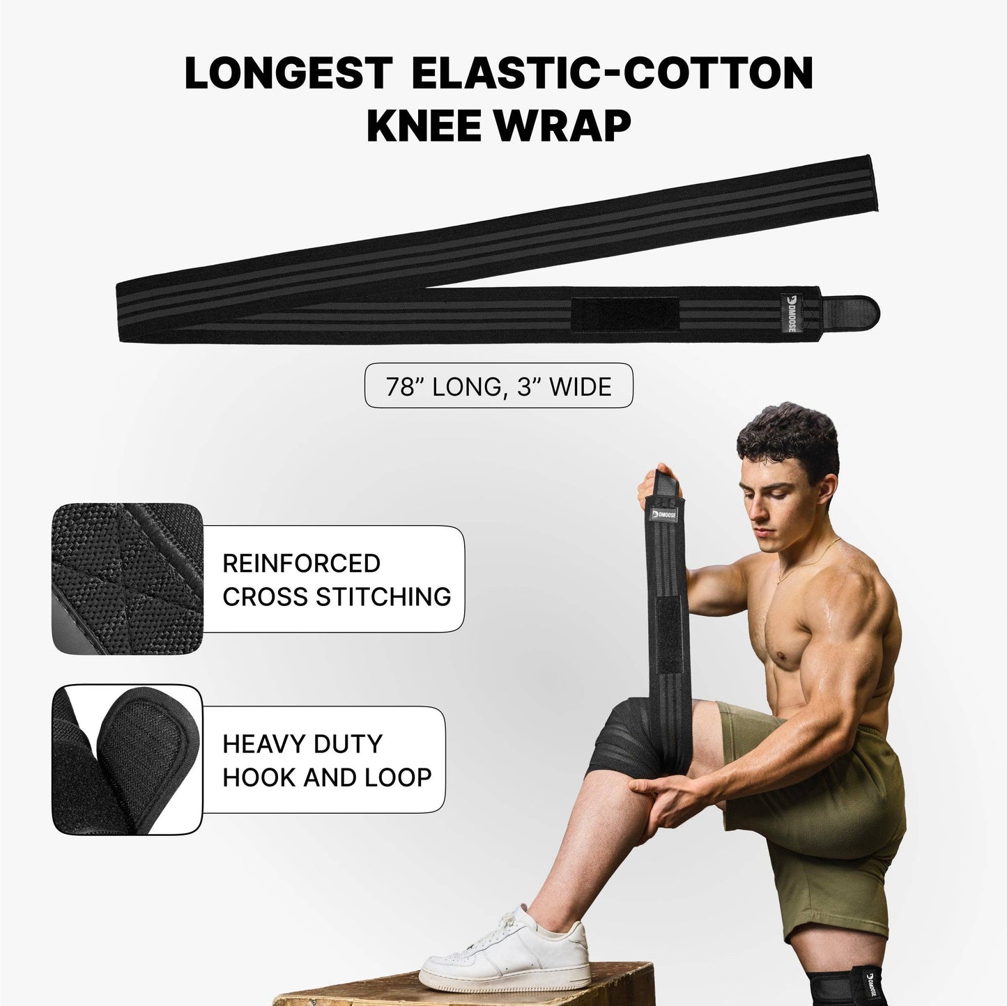 Knee Wraps for Weightlifting: Black (pair)