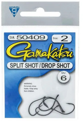 #2 SPLIT/DROP SHOT HOOK BLACK 6PK
