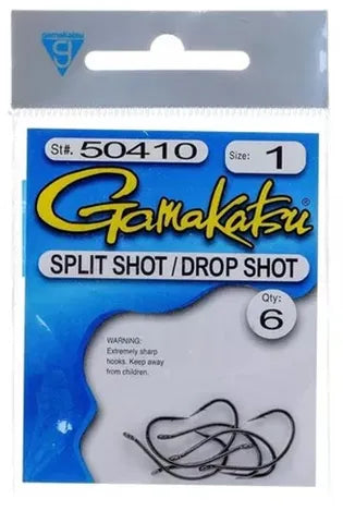 #1 SPLIT/DROP SHOT HOOK BLACK 6PK