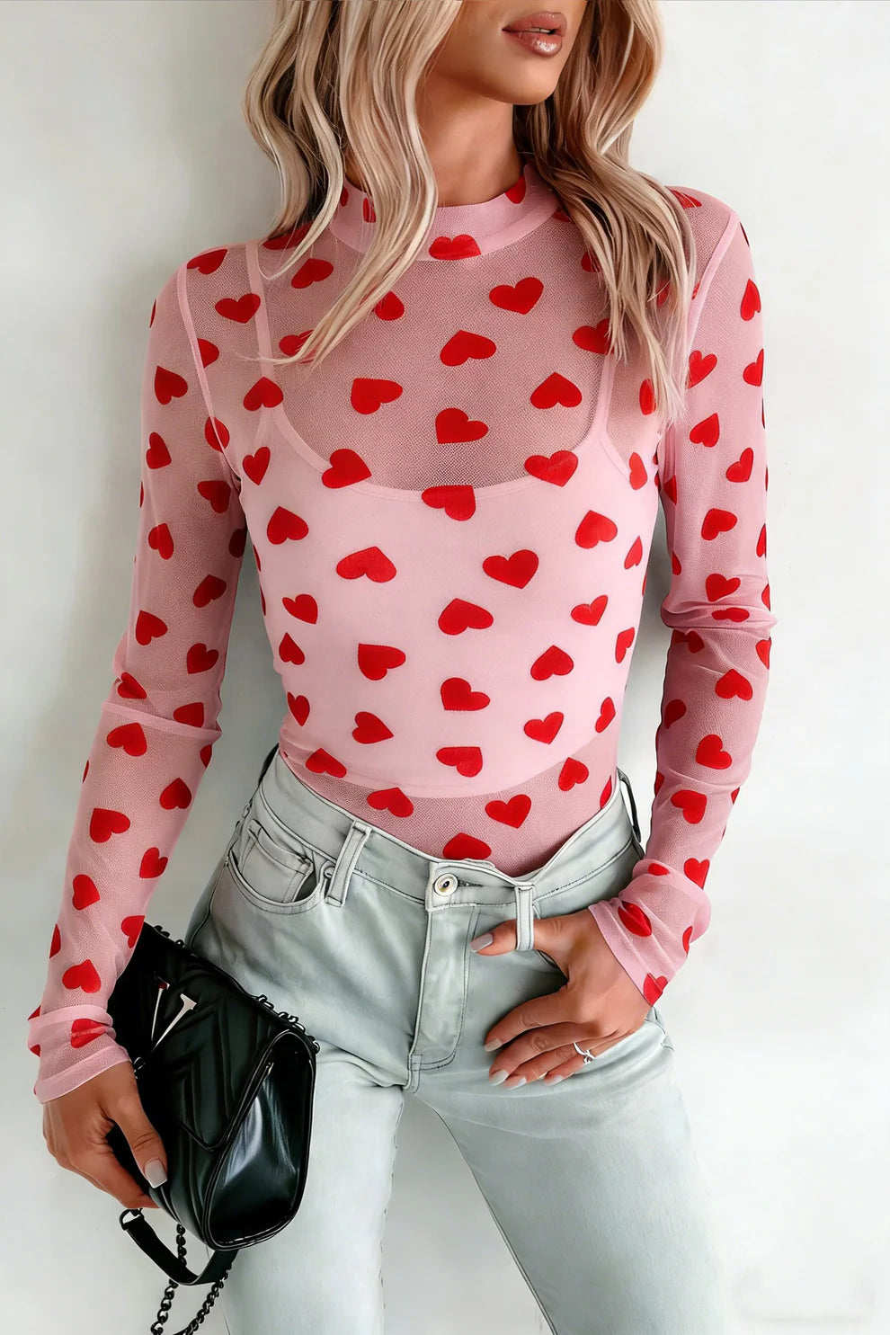 VDAY MESH LS - PINK