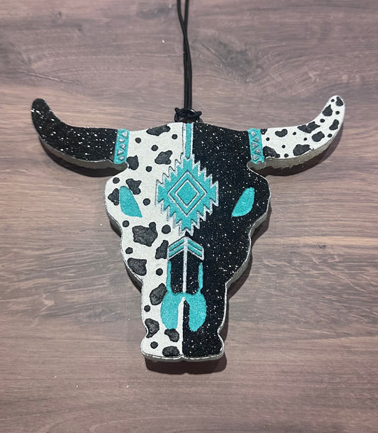 Turq Bull Skull- Black Ice