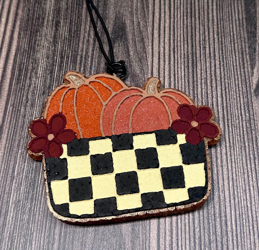 Checkered Pumpkin Basket - Autumn Pear
