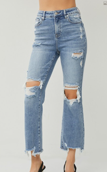 Risen Ankle Flare Jeans