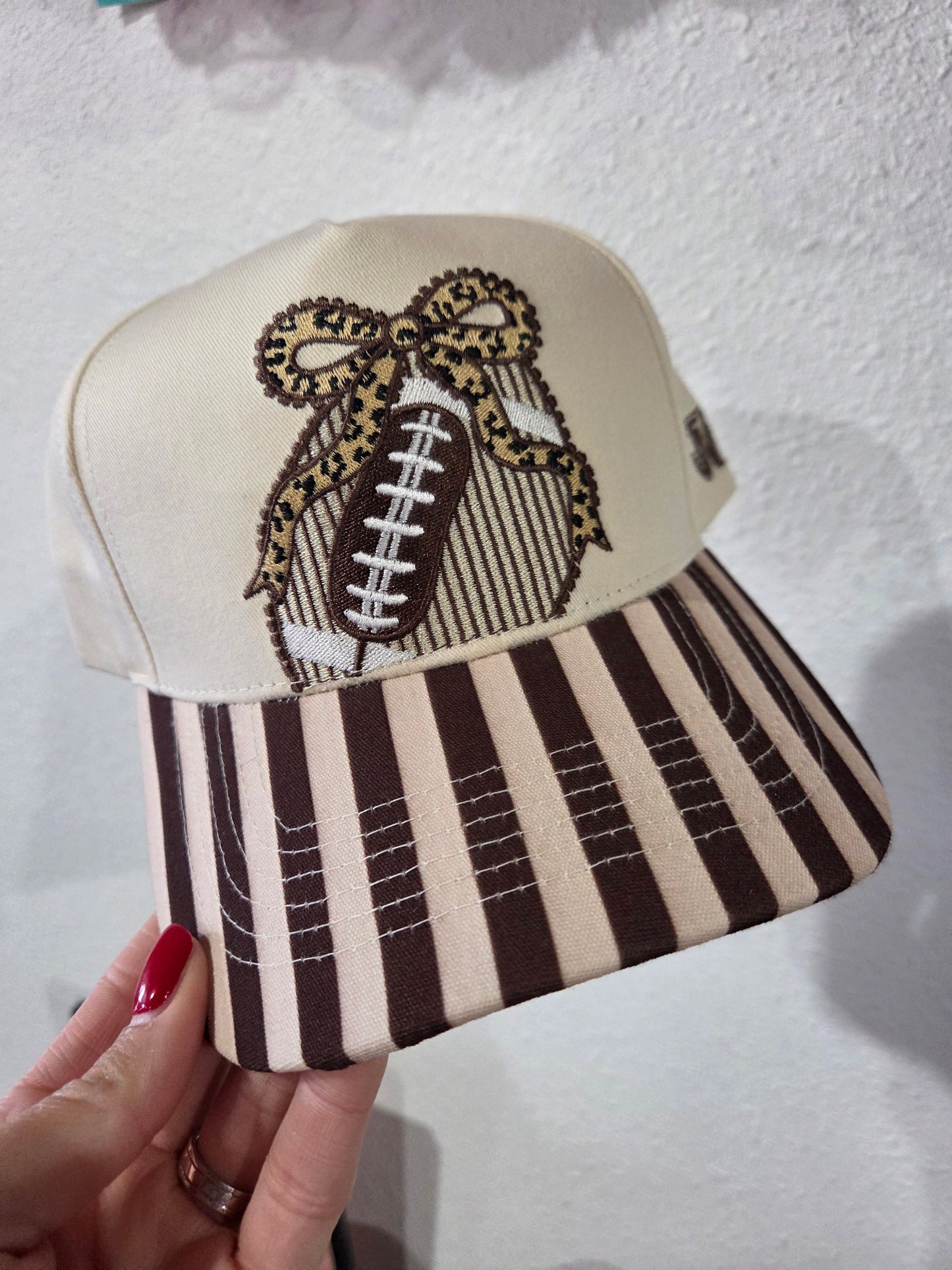 Football Leopard Bow W/ Stripes Hat
