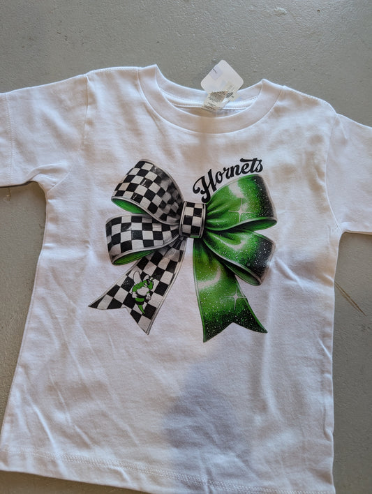 Checkered Green Bow Hornets